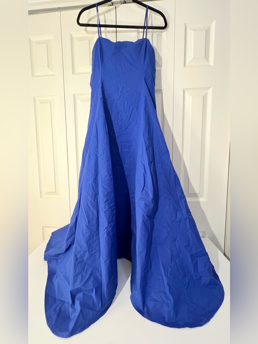 ZARA blue poplin midi dress with adjustable straps, fit & flare.  L NWT - Picture 10 of 14